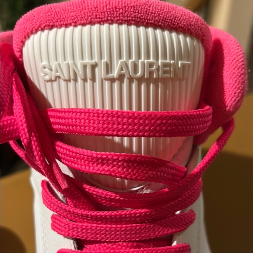 Saint Laurent SL 80 hightop Men’s White and Pink Sneakers - Picture 6 of 17